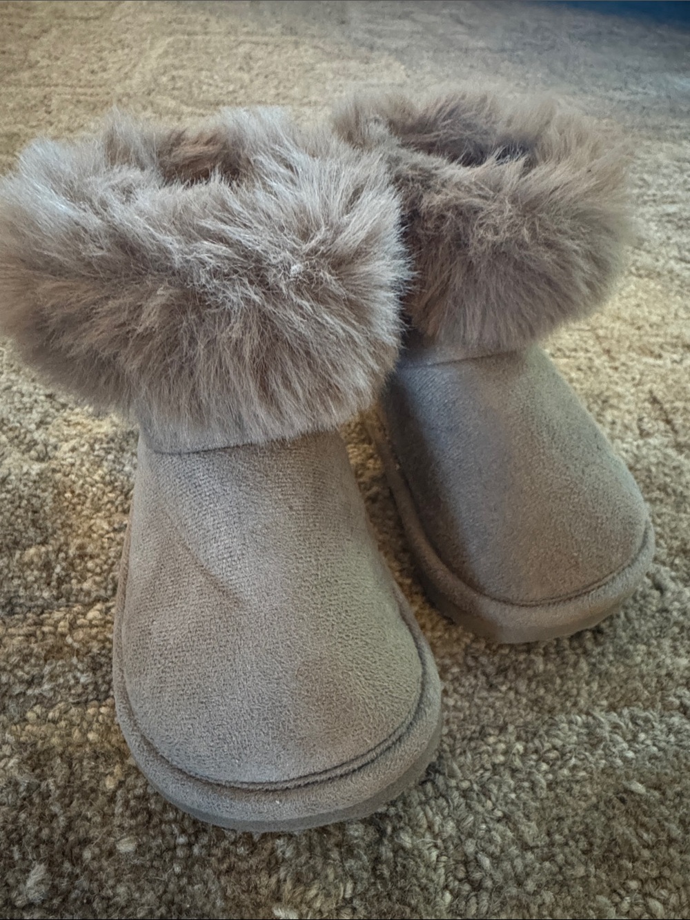 H&M Taupe Faux-Fur Cuff Baby Booties